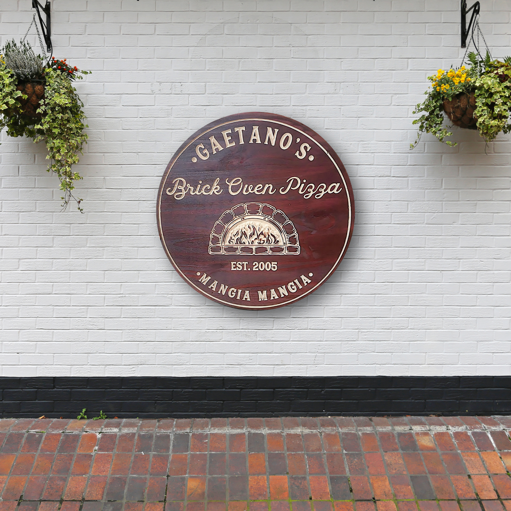 Brick Oven Pizza Sign, Customized carved wooden sign for home decor or gift.