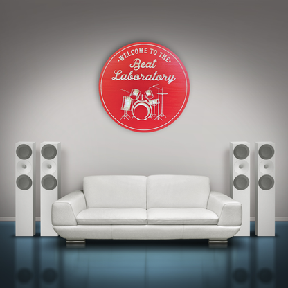 Beat Laboratory - Drum Sign, Customized carved Music sign for home decor or gift. Drums Sign, Drummer Sign, Drumming Sign.