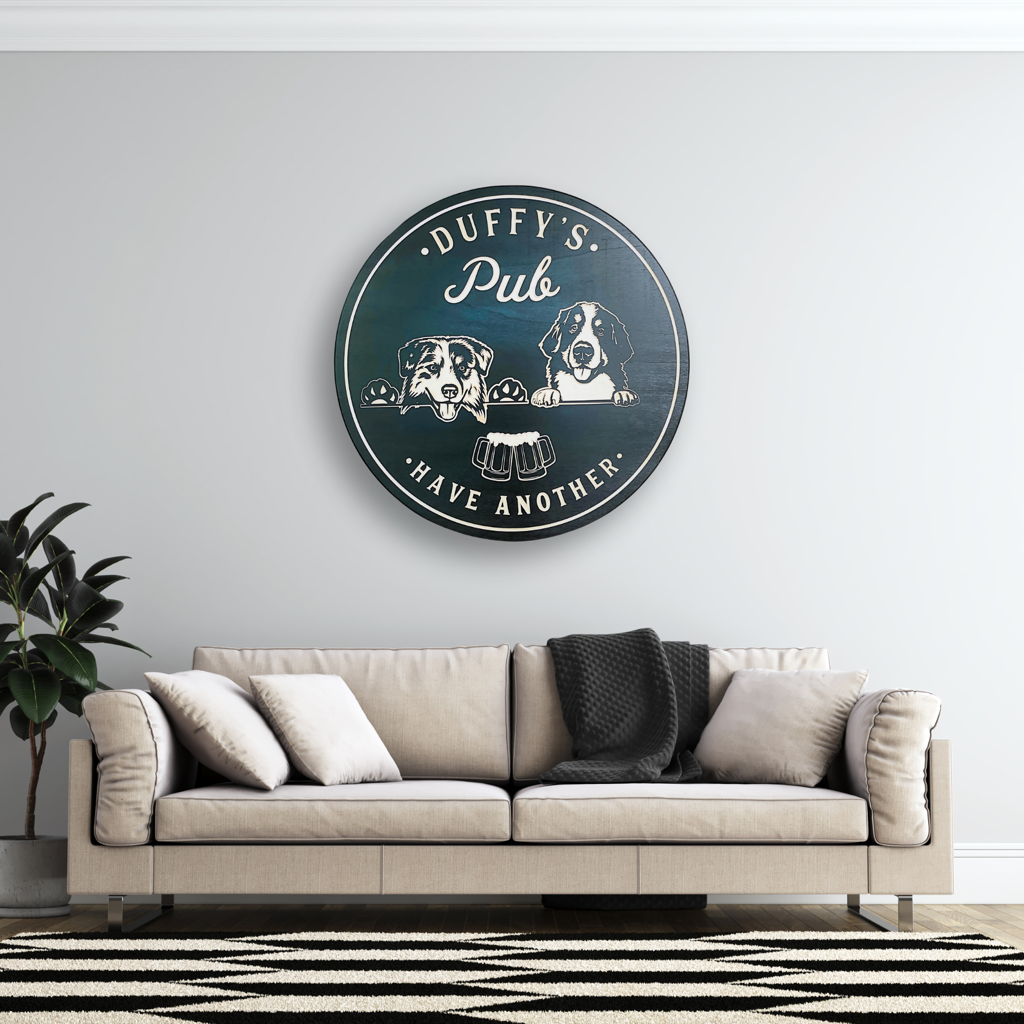 Dog Sign - Pets Sign - Customized carved wooden sign for home decor or gift.