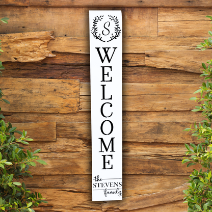 Family Name Porch Sign - Welcome Family Initial Sign - Front Porch Sign - Welcome Sign - Customized carved wooden sign for home decor or gift.