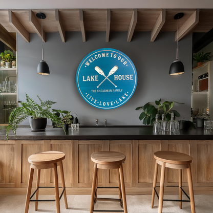 Lake House Sign - Kayak Sign - Oars Sign - Customized carved wooden sign for home decor or gift.
