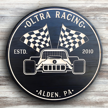 Racing Sign - Racecar Sign -Garage Sign - Customized carved wooden sign for home decor or gift.