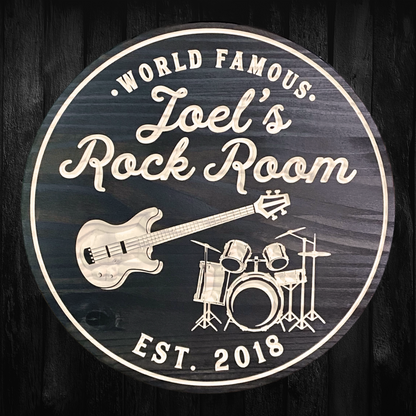 Guitar Sign - Music Sign - Music Room Sign, Customized carved wooden sign for home decor or gift.
